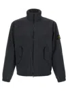 Stone Island Stretch Polyester Jacket Elastic Cuffs High Collar In Black