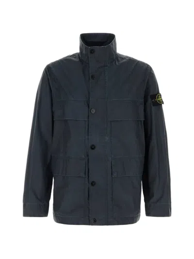 Stone Island 4100024 Button Jacket In Blue