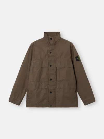 Stone Island 4100024 Waxed Pigment Cotton Tela In Brown