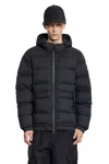 Stone Island Quilted Hooded Jacket Elasticated Cuffs In Black