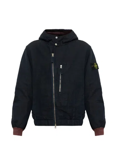 Stone Island 4100042 Diagonal Cotton Wool-tc Jacket In Black