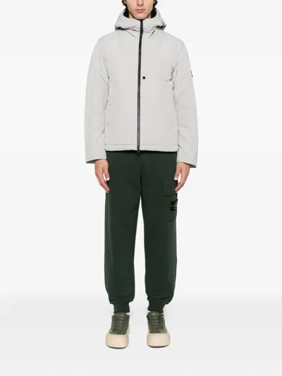 Stone Island 4100047 Hooded Zip-front Jacket In Gray