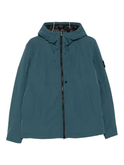 Stone Island 4100047 Hooded Zip-front Jacket In Blue