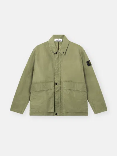 Stone Island 4100054 Waxed Pigment Cotton Tela In Green