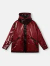 Stone Island Hooded Parka With Prismatic Effect And Padded Lining In Burgundy