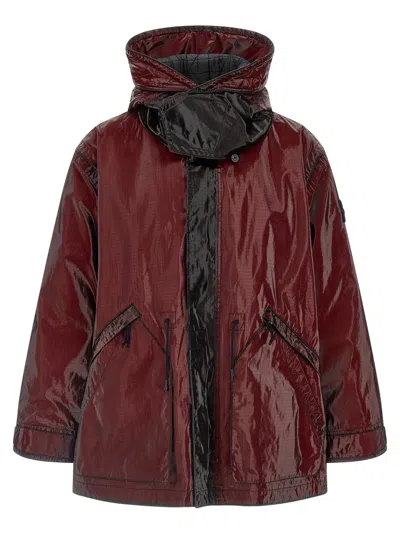 STONE ISLAND 4100079 UNEVEN RIPSTOP PRISMATICO PUFFER JACKETS BORDEAUX