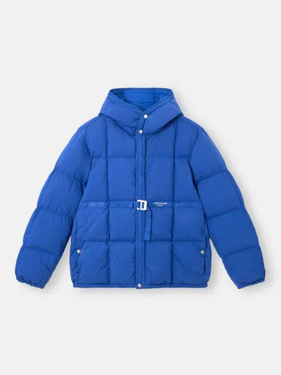 Stone Island Hooded Down Jacket With Anti-drop And Snap Pockets In Blue