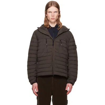 Stone Island カーキ 4100107 Seamless Tunnel Nylon ダウンジャケット In V0078 Coal Grey