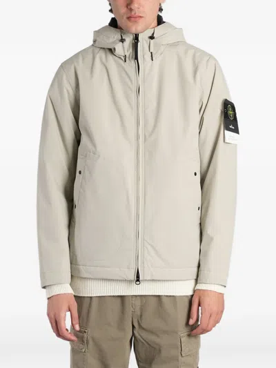 Stone Island 4100108 Soft Shell-r_e.dye® Technology Hooded Jacket With Wind- And Water-resistant Membrane In Neutral