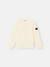 Stone Island Ivory Ribbed Knit Sweater With Crew Neckline In Neutral