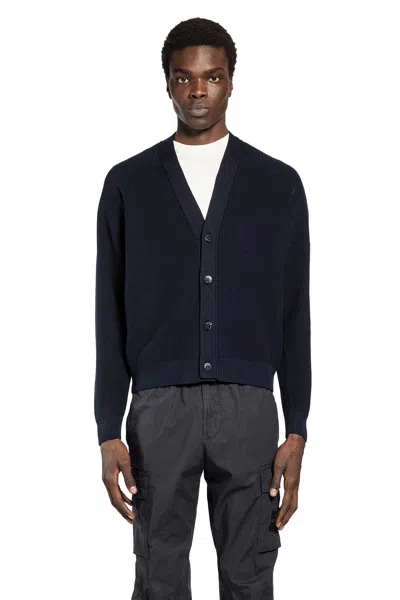 Stone Island 5100009 Pure Light Wool Cardigan In Blue