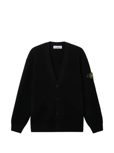 Stone Island 5100010 Pure Rws Wool Cardigan In Black
