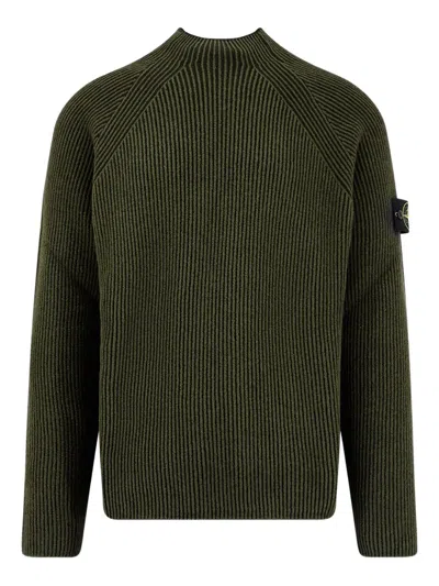 STONE ISLAND 5100023 RIBBED MOCK-NECK SWEATER