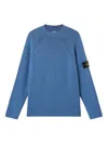 Stone Island Ribbed Texture Sweater With Crew Neckline In Blue