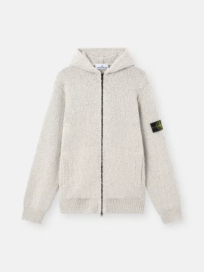 Stone Island Loose-fit Zip-up Hooded Jumper In Gray