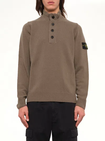 Stone Island 5100040 Lambswool Half-zip Sweater In Green