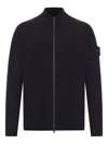 Stone Island High Collar Ribbed Cuffs Side Pockets Sweatshirt In Black