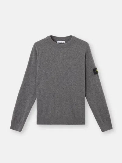 Stone Island Logo Patch Crewneck Jumper In Gray
