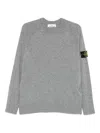 Stone Island 5100045 Logo-appliqué Wool Sweater In Gray