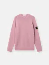 Stone Island Classic Knit Blue Sweater With Ribbed Detailing In Pink