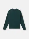 Stone Island Crewneck Jumper With Raised Stitch Details In Bottle Green