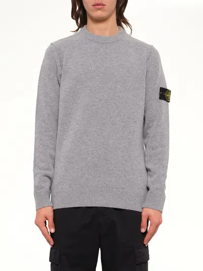 Stone Island 5100072 Lambswool Crewneck Sweater In Gray