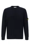 Stone Island Crewneck Sweatshirt With Ribbed Detailing And Logo Patch In Blue