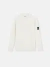 Stone Island Wool Blend Sweatshirt With Iconic Logo Patch And Timeless Design In Blanc Cassé