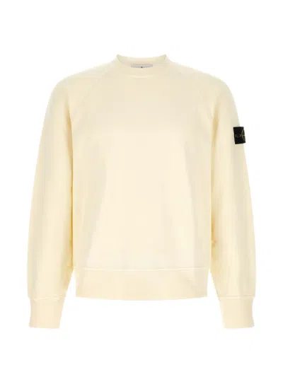 Stone Island Stonewashed-style Wool-blend Crewneck Sweater For Men In Neutral