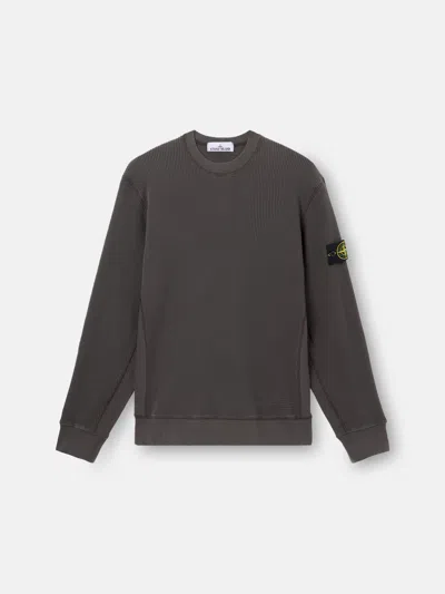 Stone Island 6100008 Organic Cotton Waffle Fleece In Brown