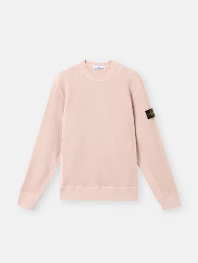 Stone Island 6100008 Organic Cotton Waffle Fleece In Antique Rose