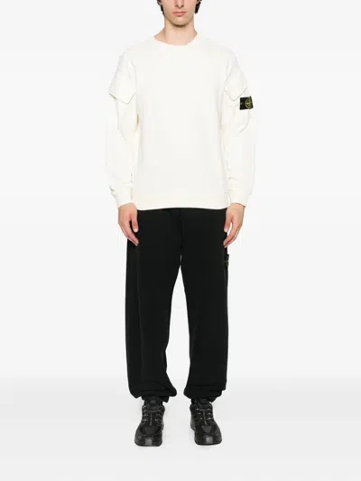 Stone Island 6100008 Patch-pocket Cotton Sweatshirt In White