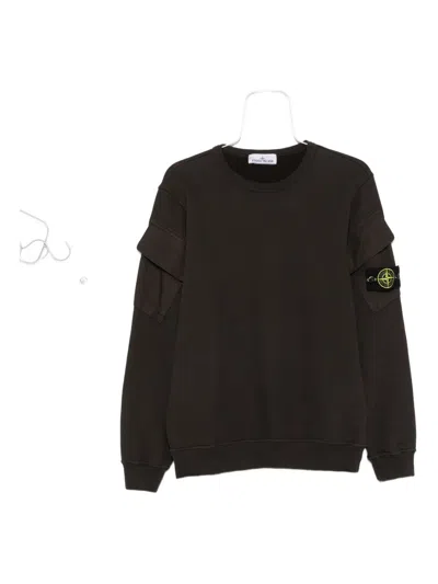 Stone Island 6100008 Pocket-detailed Crew-neck Sweatshirt In Brown