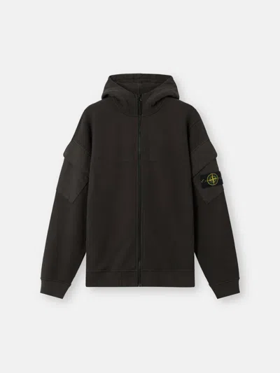Stone Island 6100009 Brushed Organic Cotton Fleece In Brown