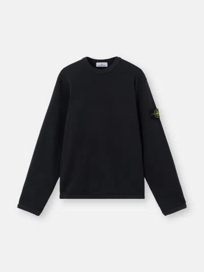 Stone Island 6100011 Mesh Stitch Organic Cotton Fleece In Black