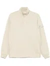 Stone Island Half-snap Sweatshirt With Pocket And Ribbed Iays In Neutrals