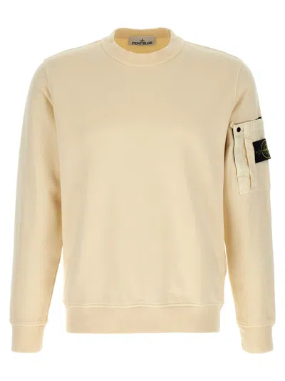 Stone Island Beige Logo Badge Sweatshirt In Neutral