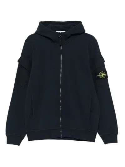 Stone Island 6100021 Hooded Pocket Zip-up Sweatshirt In Blue