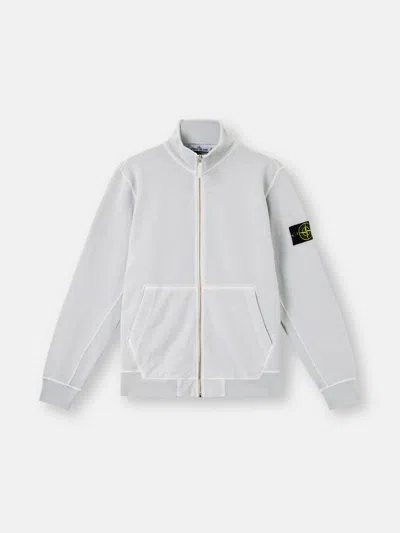 Stone Island 6100022 Malfilé Fleece 'old' Effect In Pearl Grey
