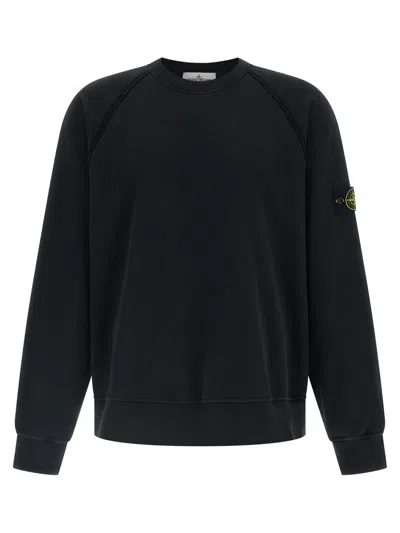 Stone Island Cotton Crew Neck Sweatshirt In Black