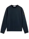 Stone Island Classic Crew Neck Sweater With Logo Patch Detail In Blue