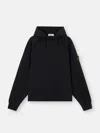 Stone Island Brushed Organic Cotton Fleece Oversized Fit Hoodie Clothing In Black