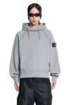 Stone Island 6100023 Brushed Organic Cotton Fleece Hoodie In Gray