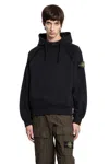 Stone Island Brushed Organic Cotton Fleece Oversized Fit Hoodie Clothing In Black