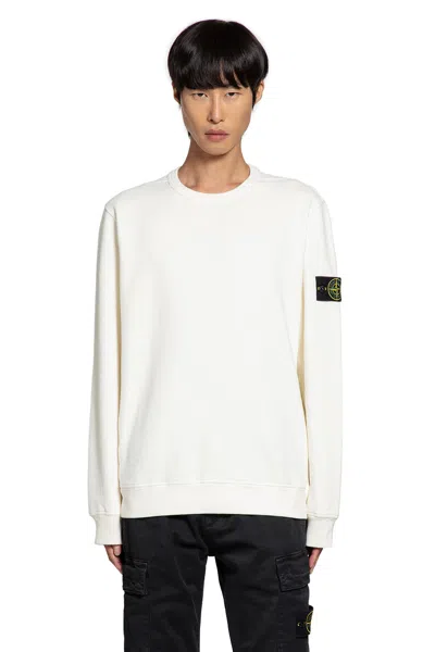 Stone Island 6100028 Brushed Cotton Fleece Sweatshirt In White