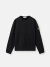 Stone Island Crew Neck Sweater Ribbed Cuffs In Black