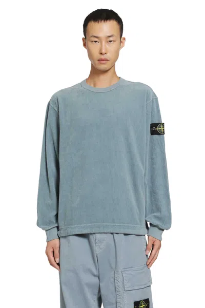 Stone Island 6100030 Jersey Corduroy Sweatshirt In Blue