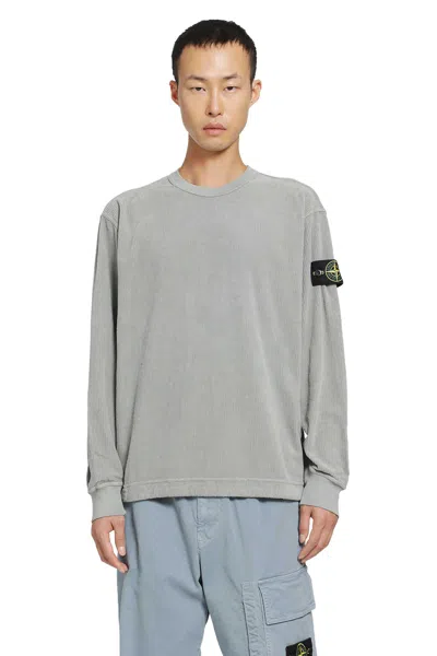 Stone Island 6100030 Jersey Corduroy Sweatshirt In Gray