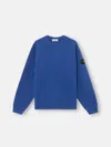 Stone Island 6100032 Organic Cotton Diagonal Fleece 'old' Effect In Bright Blue