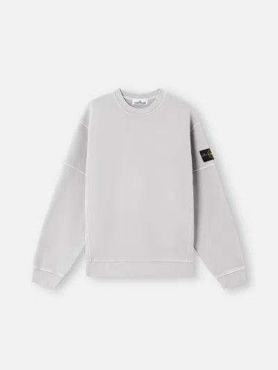 Stone Island 6100032 Organic Cotton Diagonal Fleece 'old' Effect In Pearl Grey